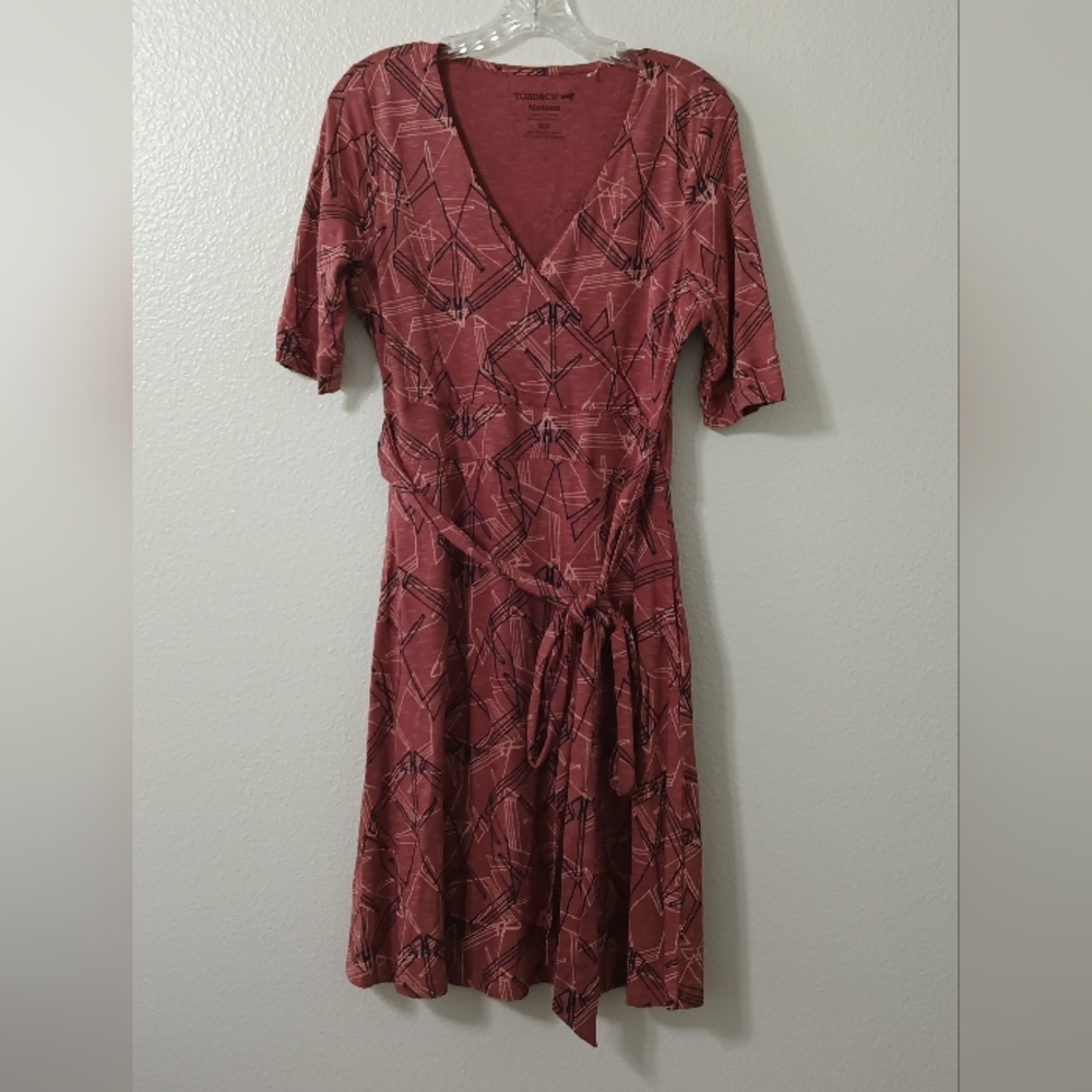 Toad&Co Cue Wrap Geometric Dress Redwood